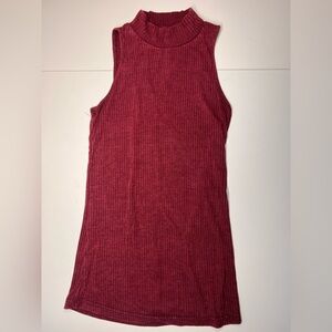 Sleeveless Ribbed Knit Top in Red